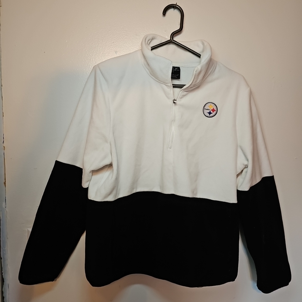 Steelers Half-Zip Fleece Pullover - Black and White